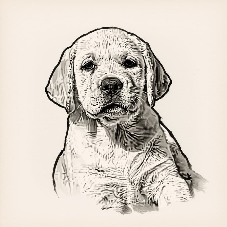 Retrato de pet no estilo Nanquim — PetMona