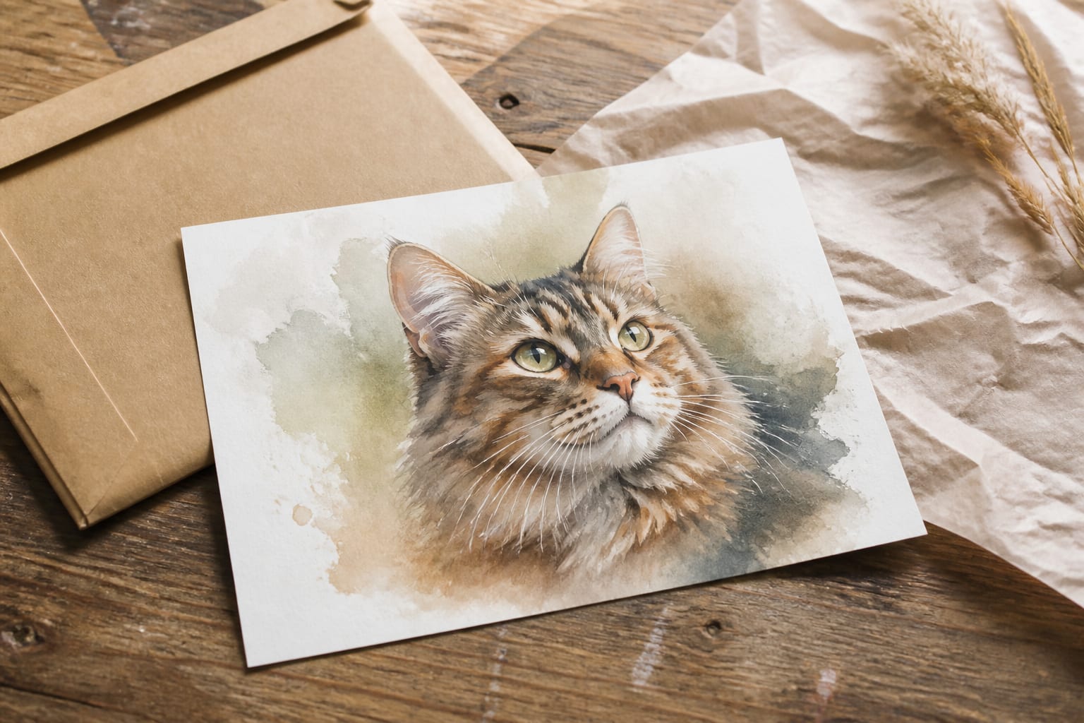 Stampa fine-art pet non incorniciata accanto al materiale di spedizione