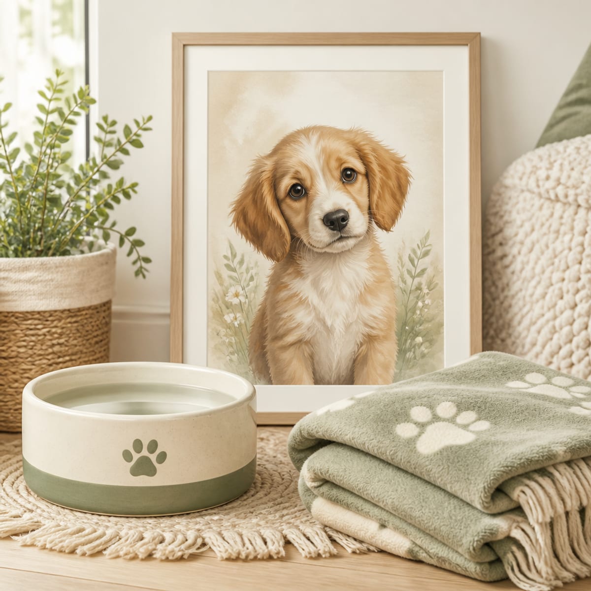 Framed PetMona portrait gift for a new puppy or kitten